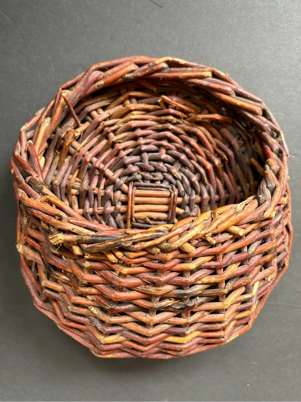 Handwoven Rustic Brown Rattan Wall Basket - storage Accent